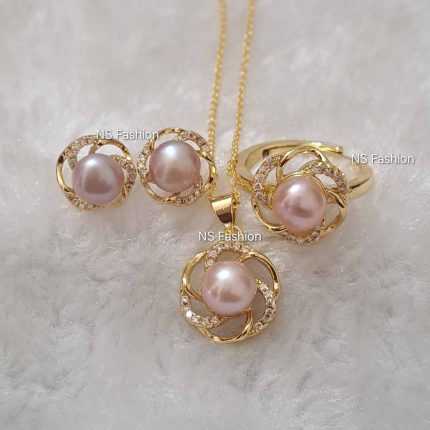 Floral Design Original Pearl Pendant Set