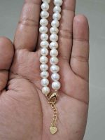 Shefali Flower Design White Color Original Pearl Necklace Set - Image 2