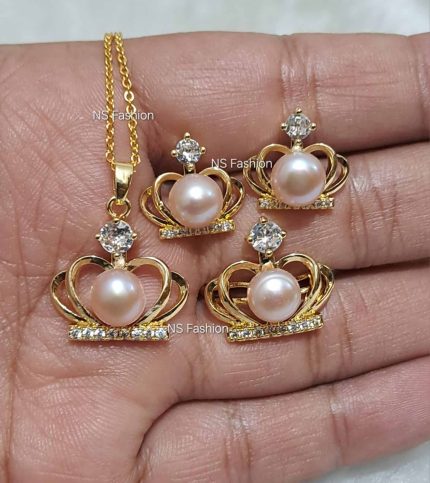 Heart Shape Original Pearl Pendant Set