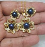 Hibiscus Flower Design Original Pearl Pendant Set - Image 2