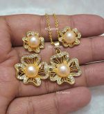 Hibiscus Flower Design Original Pearl Pendant Set - Image 4