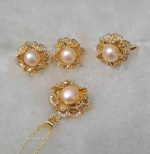 Lotus Flower Design Original Pearl Pendant Set - Image 2