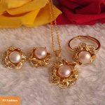 Lotus Flower Design Original Pearl Pendant Set - Image 3