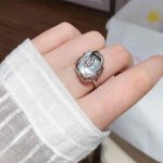 White Color Mother Pearl with Silver Metal Adjustable Finger Ring - Image 2
