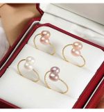 Multi Color Rice Pearl Adjustable Finger Ring [ Per piece ] - Image 2