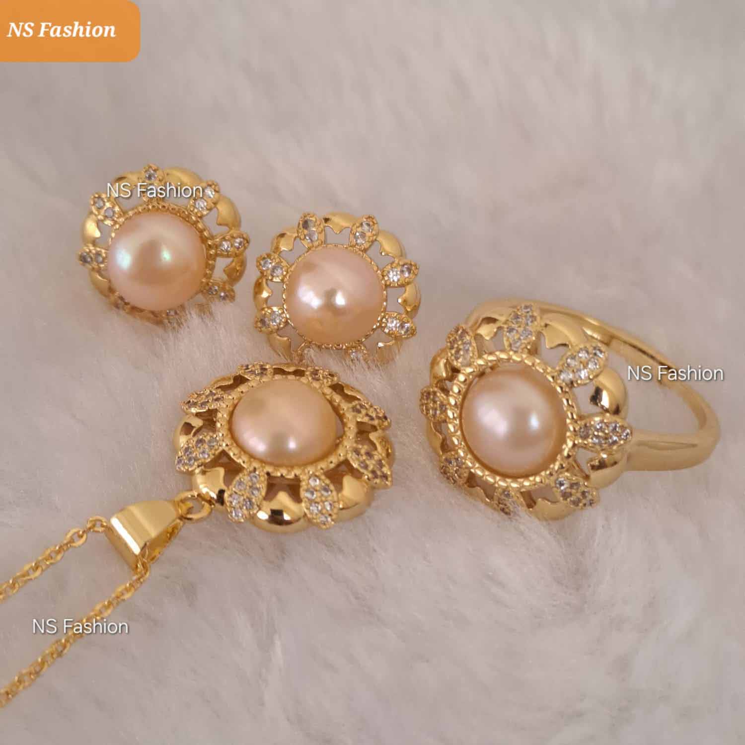 original-pearl-pendent-set- Deep pink 100% Original Deep Pink Color Pearl Pendant Set - Image 1