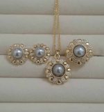 100% Original Gray Color Pearl Pendant Set