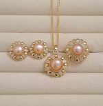 100% Original Light Pink Color Pearl Pendant Set