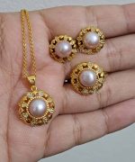 100% Original Purple Color Pearl Pendant Set