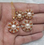 Original Pearl with Colorful Stone Pendant Set - Image 2