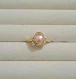 Tri-Angle Shape Adjustable Pearl Finger Ring