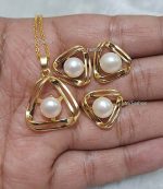 Tri-Angle Design Original Pearl Pendant Set