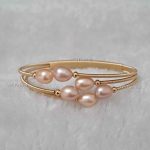 Six Pieces Pink Color Rice Pearl Adjustable Bracelet