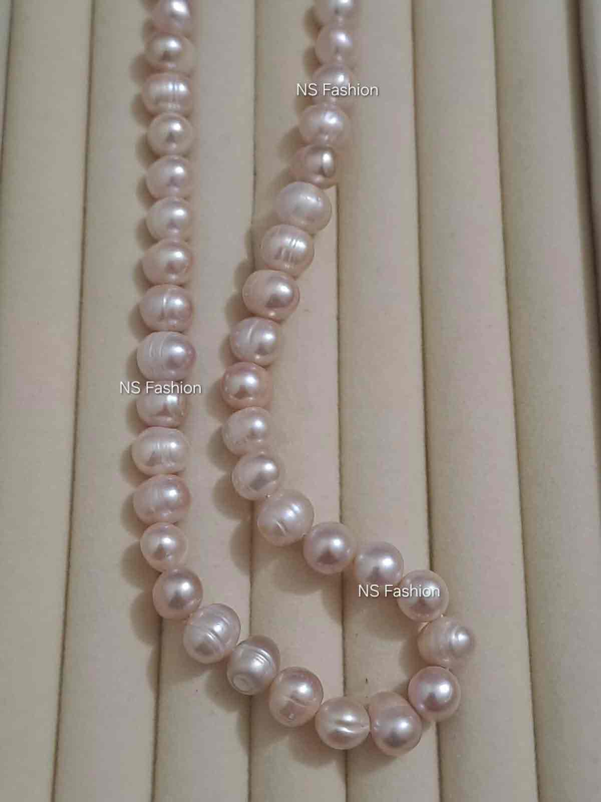 9-mm-Purple-Color-100%-Original-Pearl-Necklace 9 mm Light Purple Color 100% Original Pearl Necklace - Image 1