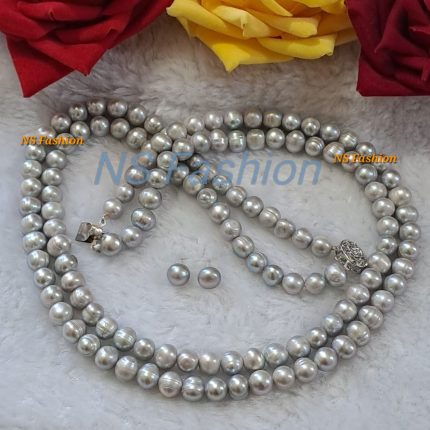 2 Layer Gray Color Pearl Necklace
