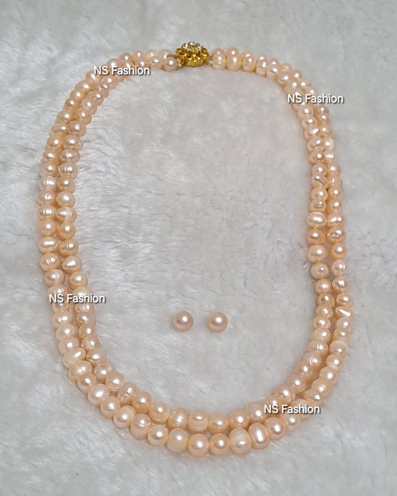 2-layer-pink-color-pearl-necklace 2 Layer Pink Color Pearl Necklace - Image 1