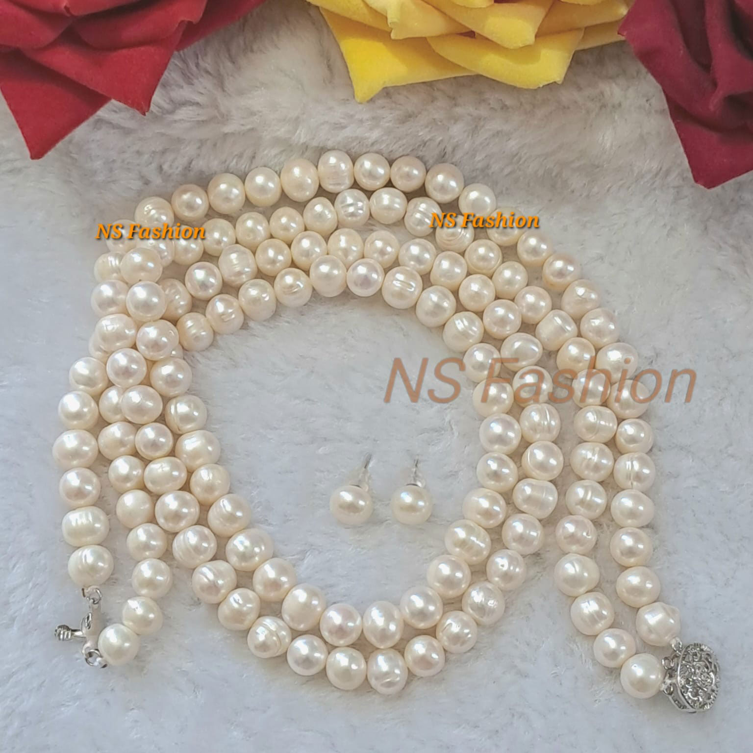 2-layer-white-color-pearl-necklace 2 Layer White Color Pearl Necklace - Image 1
