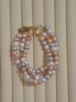 3 Layer Multi Color Pearl Bracelet - Image 2