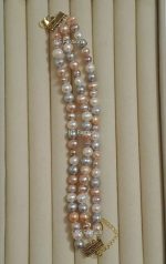 3 Layer Multi Color Pearl Bracelet