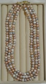 3 Layer Multi Color Pearl Necklace