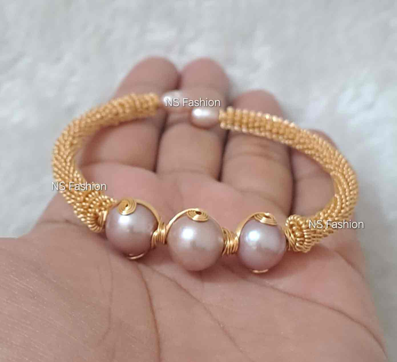 3-pearl-purple-color-adjustable-bracelet Purple Color 3 Pearl Adjustable Bracelet - Image 1