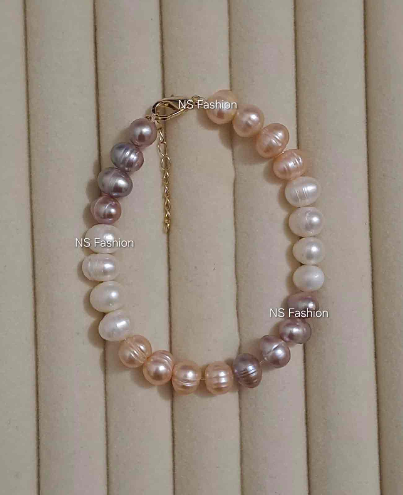 Four-multi-color-pearl-adjustable-bracelet-3333 Four - Four Pearl Multi Color Adjustable Bracelet - Image 1