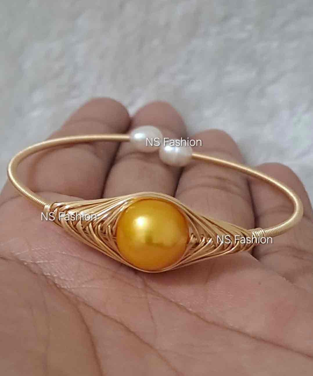 big-size-golden-color-south-sea-pearl-bracelet Big Size Golden Color South Sea Pearl Bracelet - Image 1