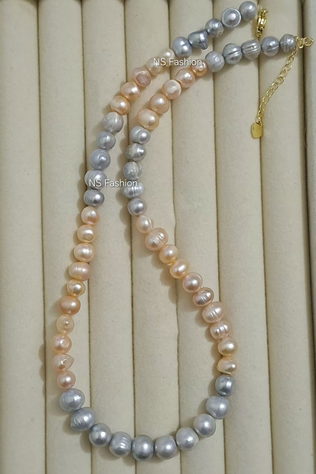 gray-pink-color-original-pearl-necklace Gray & Pink Color Original Pearl Necklace - Image 1
