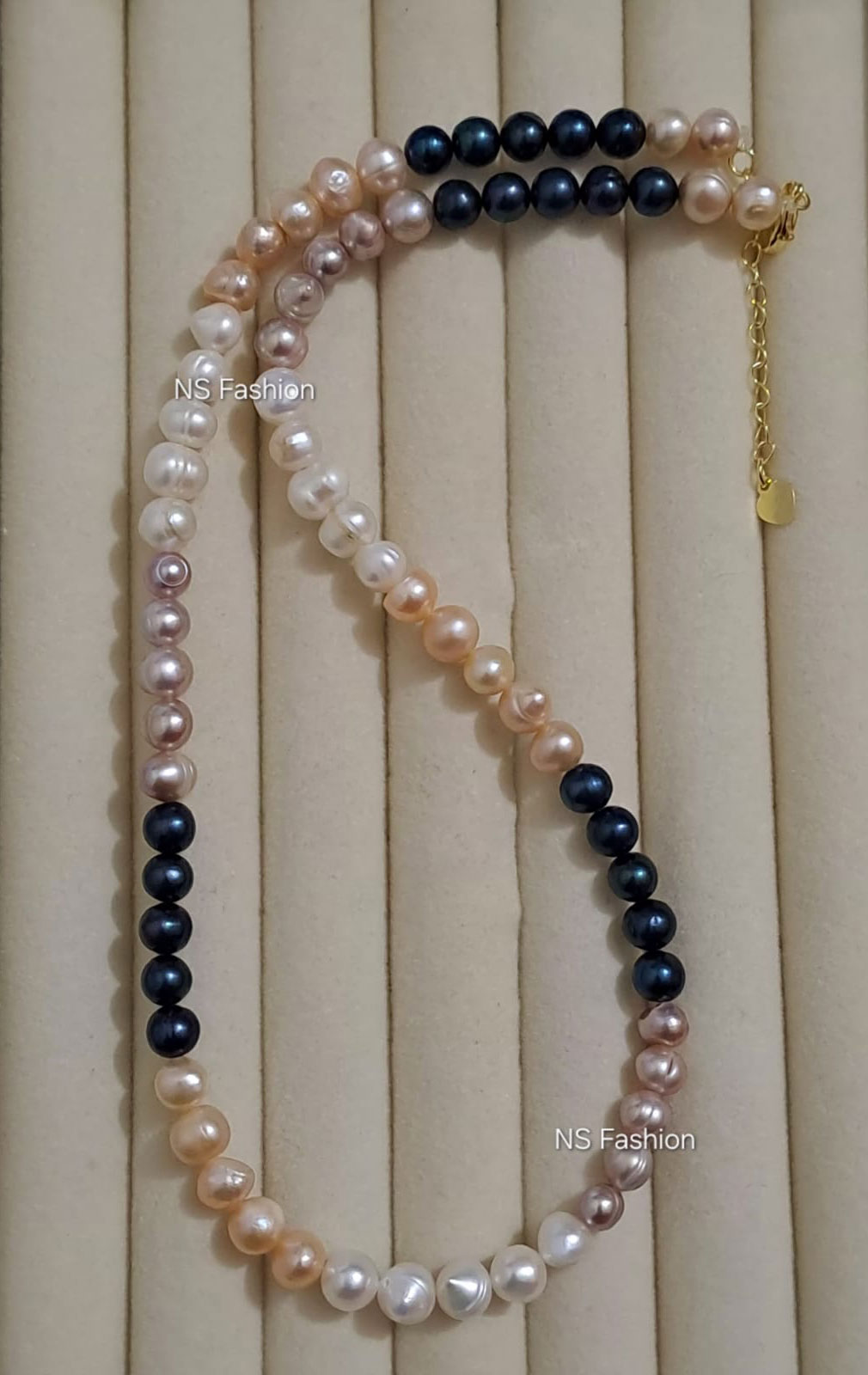 multi-color-original-pearl-necklace Black with Multi Color Original Pearl Necklace - Image 1