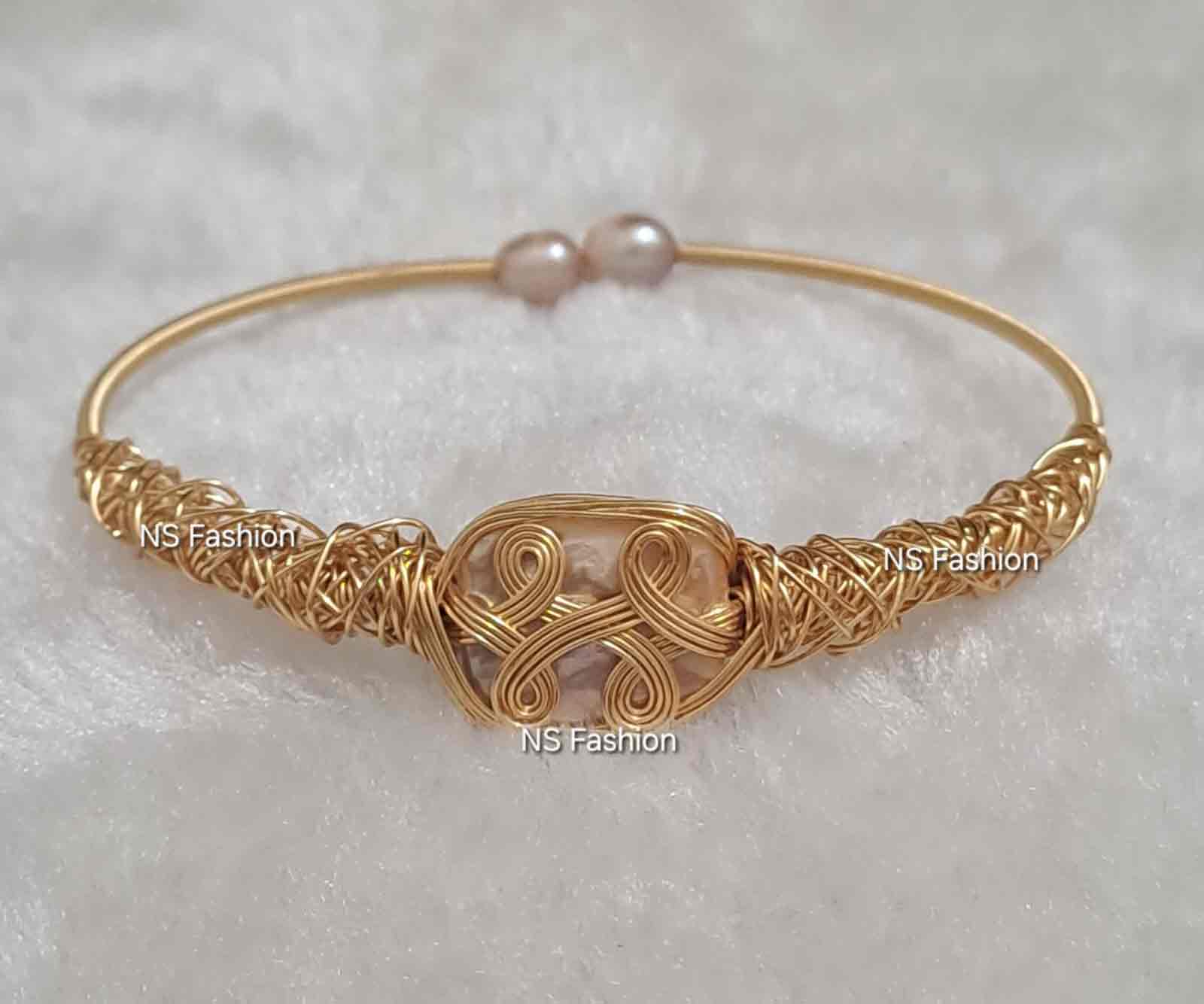 pink-color-pearl-adjustable-bracelet Pink Color Pearl Adjustable Bracelet - Image 1