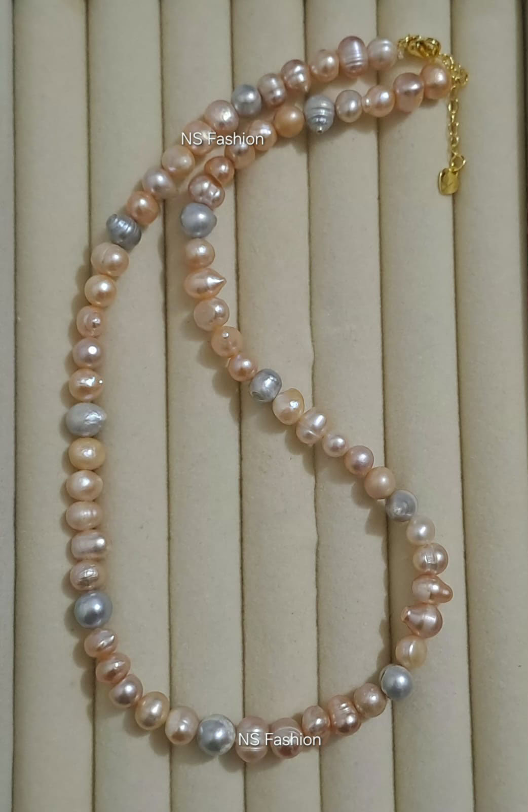 pink-with-gray-color-original-pearl-necklace Pink with Gray Color Original Pearl Necklace - Image 1