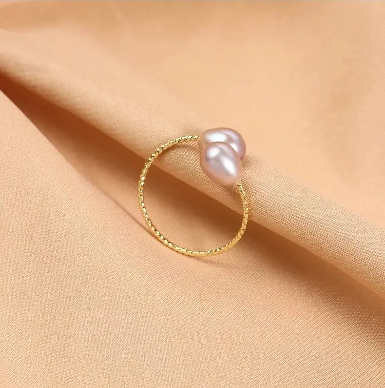 purple-color-rice-pearl-adjustable-finger-ring Purple Color Rice Pearl Adjustable Finger Ring - Image 1