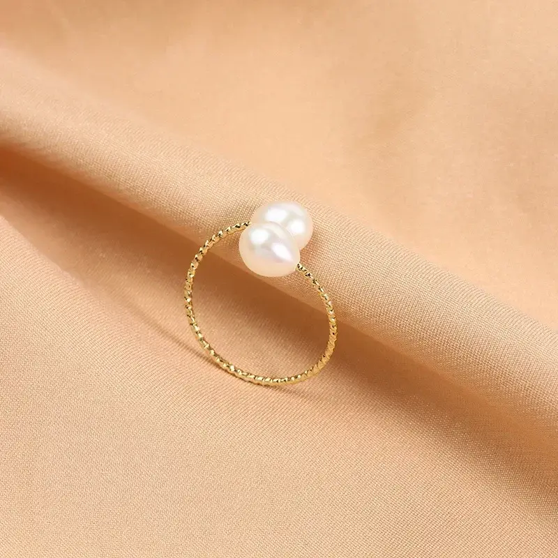 white-color-rice-pearl-adjustable-finger-ring White Color Rice Pearl Adjustable Finger Ring - Image 1