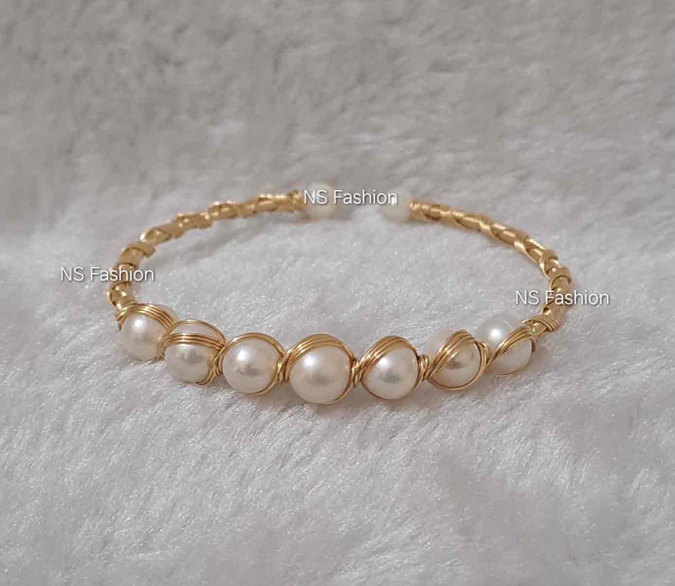 white-color-seven-pearl-bracelet White Color Pearl Adjustable Bracelet - Image 1
