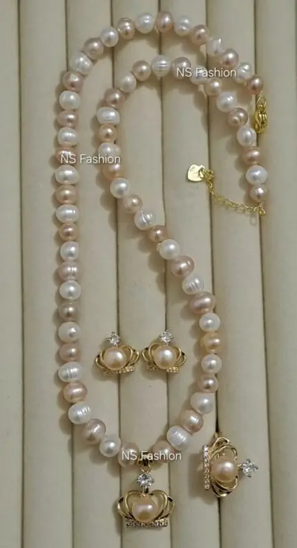 100% Original Pearl Love Shape Pearl Necklace Set