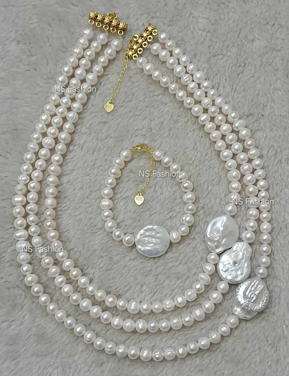 100%-original-freshwater-pearl-with-baroque-pearl-necklace-with-bracelet 100% Original Freshwater Pearl with Royal Baroque Pearl Necklace with Bracelet - Image 1