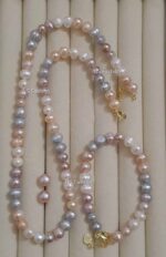 100% Original Multi Color Pearl Necklace with Bracelet - Image 2
