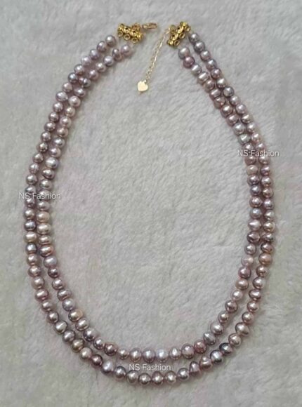 2 Layer Purple Color Pearl Necklace