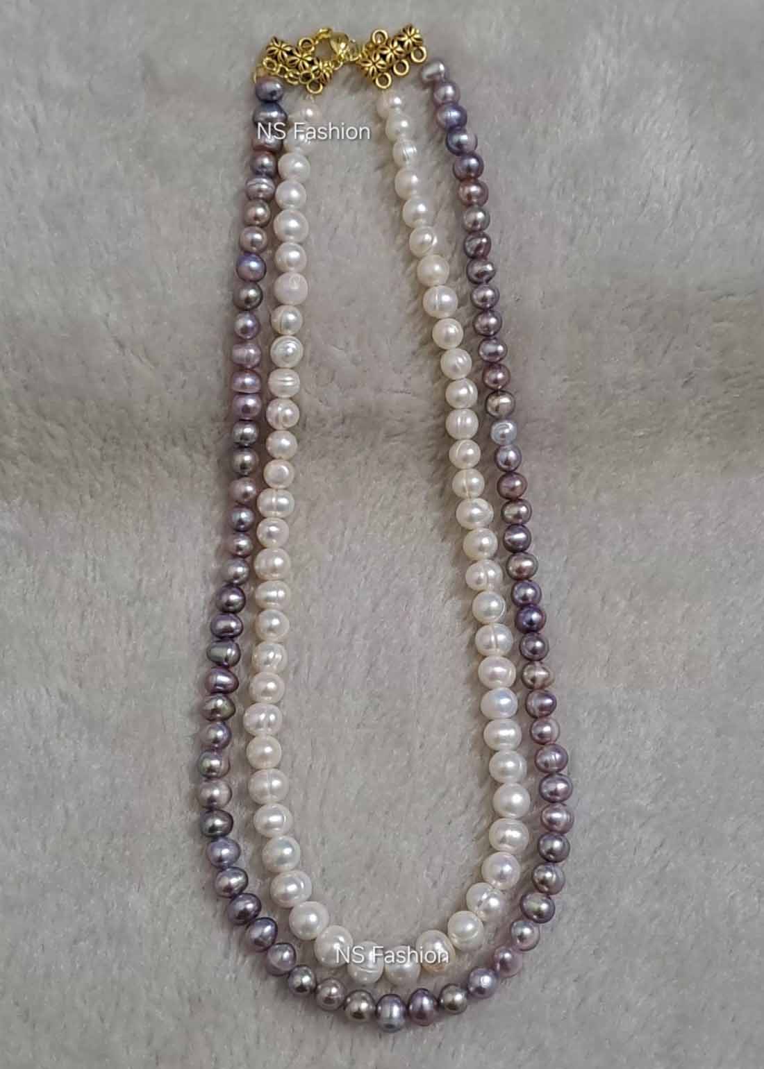 purple-and-white-color-combination-2-layer-necklace Purple & White Color Combination 2-Layer Necklace - Image 1